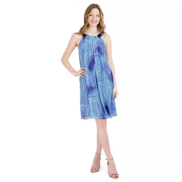 Robbie Bee Dress | S | Halter Neck | Blue | Sleeveless | Lightweight & Flowy - Picture 1 of 6